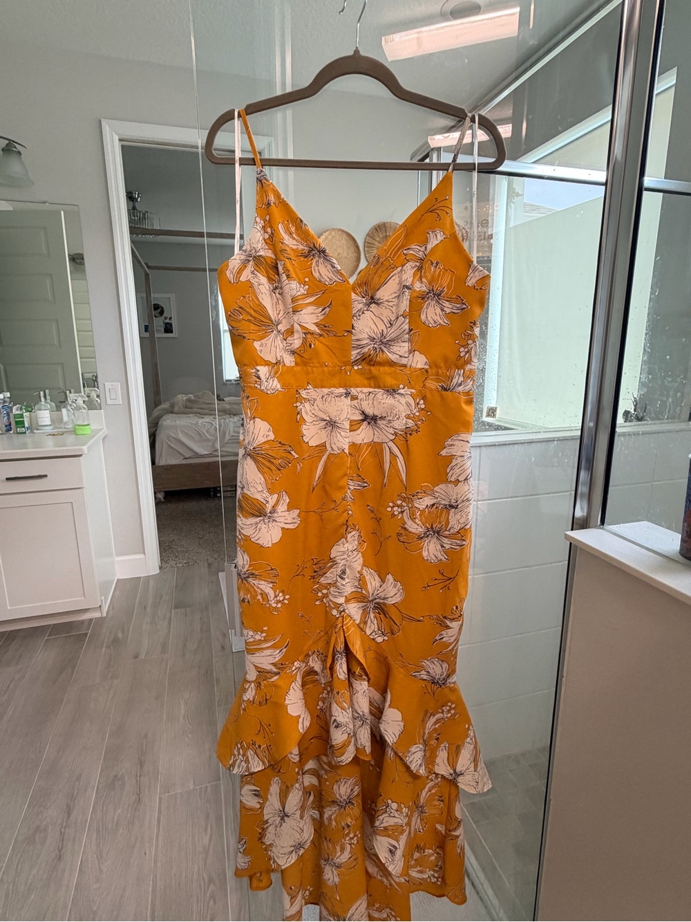 Lulus Yellow Floral Dress Size Large